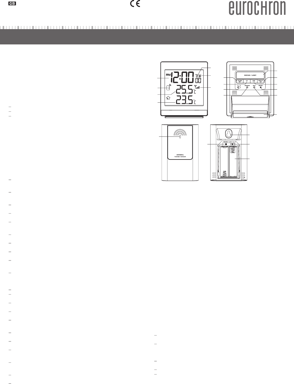 EUROCHRON Radio-controlled weather station : User manual : Page 4